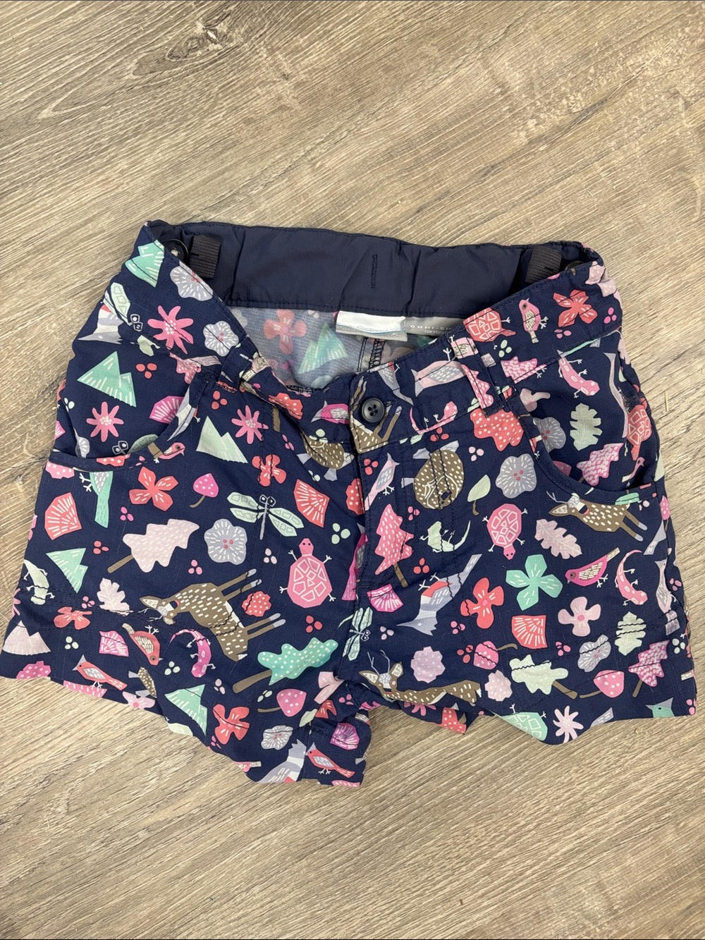 Columbia Navy Kids Shorts with Pink, Mint & Coral Nature Print GUC